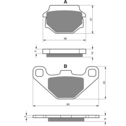 2 Kit plaquettes frein Masai A 450  Av Ga et Av Dr DL-F140239 - EBC FA67 - Raven 101-005