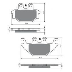 2 Kit plaquettes frein Tgb Gunner 550  Av Ga et Dr Nc - EBC FA377 - Raven 101-230