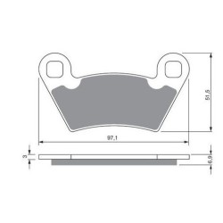 2 Kit plaquettes frein Polaris ACE 570  Av Ga et Av Dr Nc - EBC FA354R - Raven 101-312