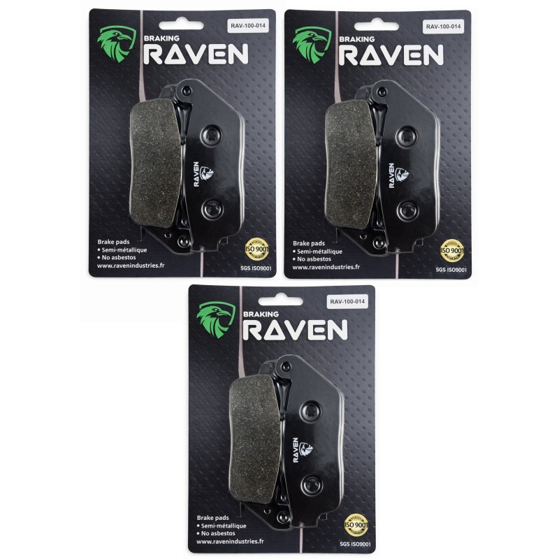 3 Kit plaquettes frein Triumph Tiger 955  Av G, Av D et Ar Nc - EBC FA196/226 - Raven 102-014