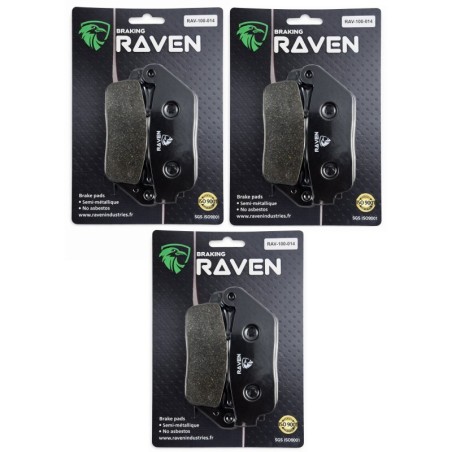 3 Kit plaquettes frein Honda ST 1100 Pan European Sans ABS Av G, Av D et Ar 06435-MCT-405 - EBC FA196/226 - Raven 102-014