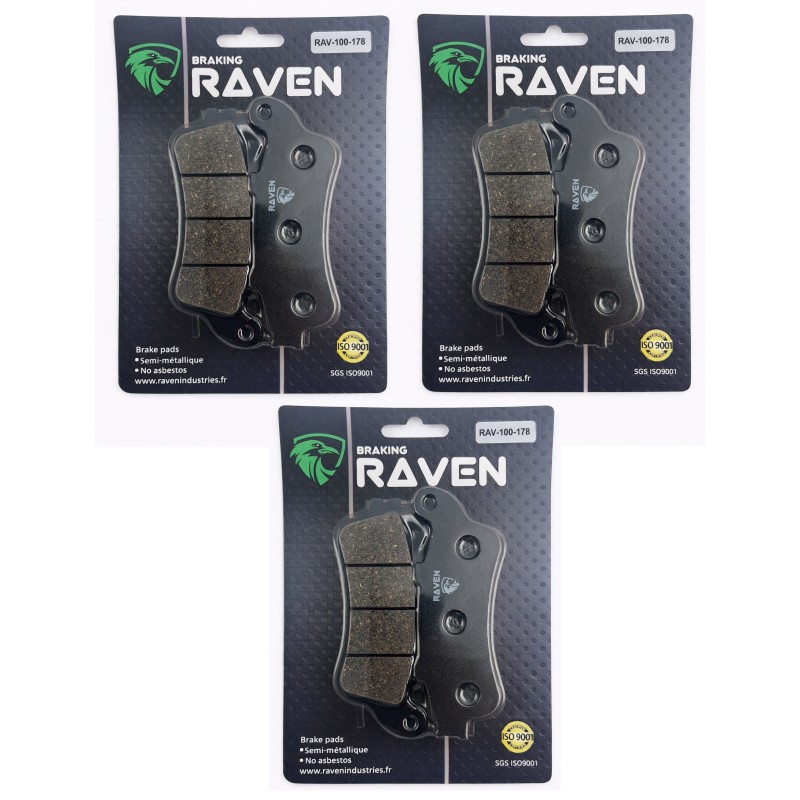 3 Kit plaquettes frein Honda VTX 1800  Av G, Av D et Ar 06455-MBG-005 - EBC FA261 - Raven 102-178