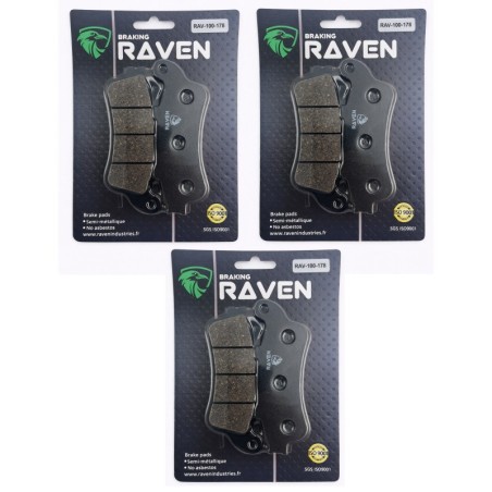 3 Kit plaquettes frein Honda VTX 1800  Av G, Av D et Ar 06455-MBG-005 - EBC FA261 - Raven 102-178