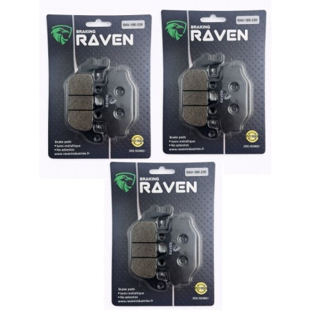 3 Kit plaquettes frein Sym Quadlander 300  Av G, Av D et Ar Nc - EBC FA377 - Raven 102-230