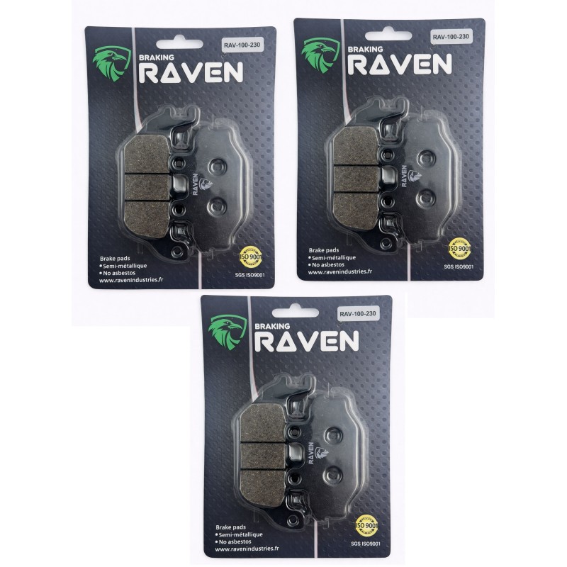 3 Kit plaquettes frein Tgb Gunner 550  Av G, Av D et Ar Nc - EBC FA377 - Raven 102-230