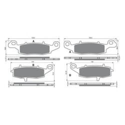 2 Kit plaquettes frein Kawasaki ZR 750 S Zephyr Av Ga et Av Dr 43082-0009 43082-1280 - EBC FA229 et FA231 - Raven 103-001