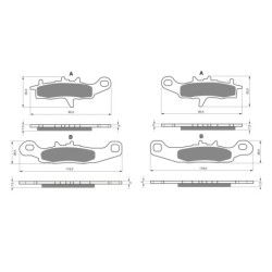 2 Kit plaquettes frein Kawasaki KVF 650 Prairie  Av Ga et Av Dr 43082-1206, 43082-1255 - EBC FA258 et FA342 - Raven 103-004