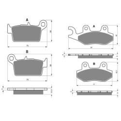 2 Kit plaquettes frein Kawasaki KLX 250  Av G, Av D et Ar 003-334 - EBC FA702 et FA701 - Raven 103-028