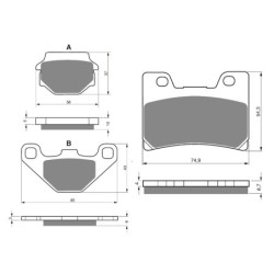 2 Kit plaquettes frein Kawasaki KMX 200  Av G, Av D et Ar 005-047 - EBC FA702 et FA701 - Raven 103-031