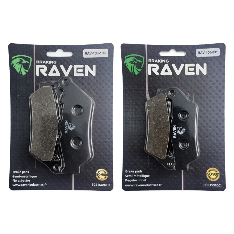 2 Kit plaquettes frein Harley-davidson Street 500 XG500 Avant et Arrière 106-031 - EBC FA209 et FA181 - Raven 103-064