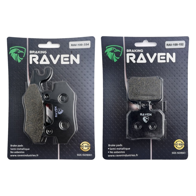 2 Kit plaquettes frein Peugeot Django 125 Heritage Avant et Arrière 334-152 - EBC FA702 et FA701 - Raven 103-116