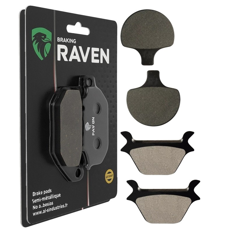 2 Kit plaquettes frein Harley-davidson Sportster 883 Deluxe XL883DLX Avant et Arrière 057-056 - EBC FA94 et FA200 - Raven 103-18