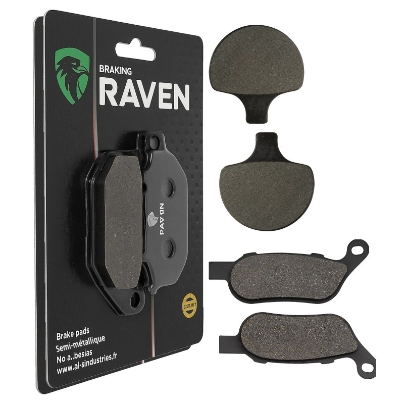 2 Kit plaquettes frein Harley-davidson Softail Cross Bones FLSTSB Avant et Arrière 057-273 - EBC FA94 et FA458HH - Raven 103-185