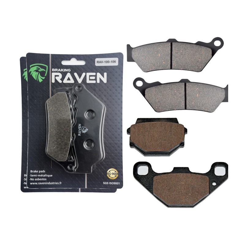 2 Kit plaquettes frein Aprilia Moto 6.5 650 stark Avant et Arrière 106-094 - EBC FA209 et FA173 - Raven 103-191