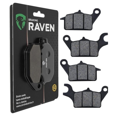2 Kit plaquettes frein Yamaha Tricity 125 MW MWS Av Ga et Dr 357-358 - EBC FA655 et FA652 - Raven 103-251