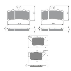 2 Kit plaquettes frein Honda SXS 1000 Talon S2R Av G, Av D et Ar 023-305X2 -  - Raven 104-007