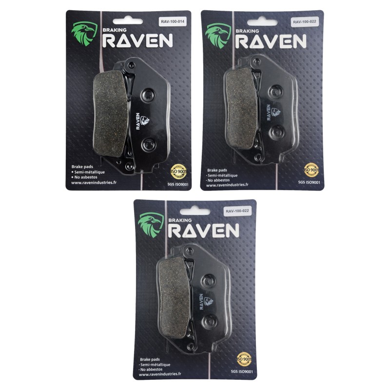 3 Kit plaquettes frein Bmw C 600 Sport  Av G, Av D et Ar 014-022X2 -  - Raven 104-008