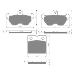 3 Kit plaquettes frein Bmw K 1100 LT  Av G, Av D et Ar 081-117X2 -  - Raven 104-012