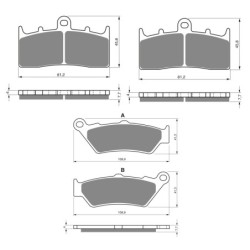 2 Kit plaquettes frein Bmw K 1600 GTL Exclusive  Av G, Av D et Ar 106-194X2 -  - Raven 104-017