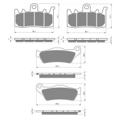2 Kit plaquettes frein Bmw R 12 Nine T  Av G, Av D et Ar 292-328X2 -  - Raven 104-026