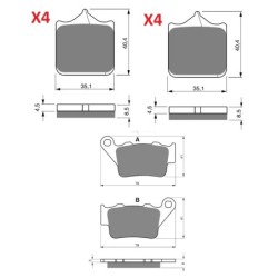 2 Kit plaquettes frein Bmw S 1000 RR  Av G, Av D et Ar 023-304X2 -  - Raven 104-031