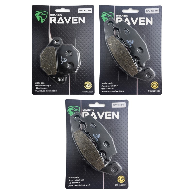 3 Kit plaquettes frein Kawasaki GPZ 500S Serie F  Av G, Av D et Ar 005-013X2 -  - Raven 104-035