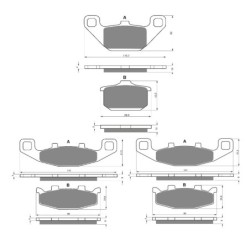 2 Kit plaquettes frein Kawasaki GTR 1000  Av G, Av D et Ar 037-013X2 -  - Raven 104-036
