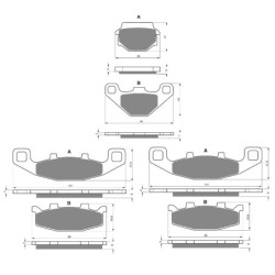 3 Kit plaquettes frein Kawasaki ZZR 250  Av G, Av D et Ar 084-013X2 -  - Raven 104-038
