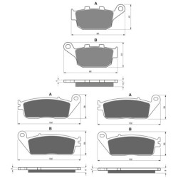 3 Kit plaquettes frein Honda CB 650 F  Av G, Av D et Ar 020-022X2 - EBC FA140 et FA142 - Raven 104-040