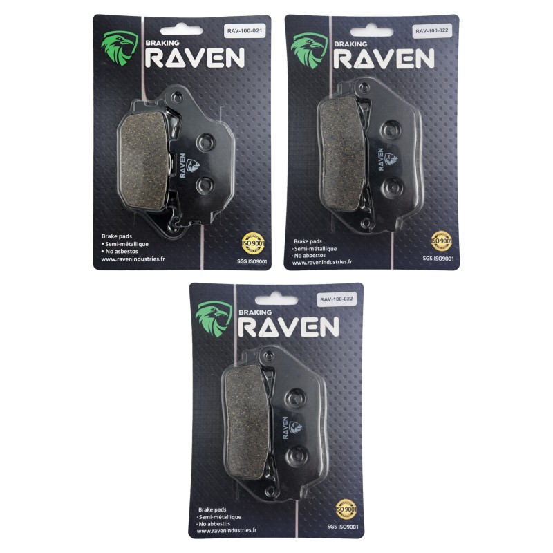 2 Kit plaquettes frein Kawasaki Z650 S  Av G, Av D et Ar 021-022X2 -  - Raven 104-041
