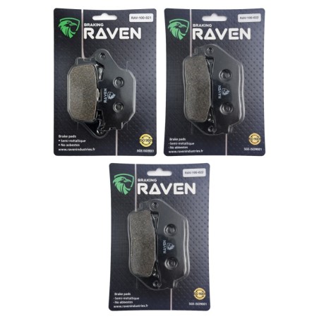 3 Kit plaquettes frein Honda VTR 250  Av G, Av D et Ar 021-022X2 - EBC FA174 et FA142 - Raven 104-041