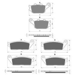 3 Kit plaquettes frein Honda VTR 250  Av G, Av D et Ar 021-022X2 - EBC FA174 et FA142 - Raven 104-041