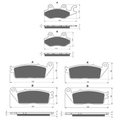 3 Kit plaquettes frein Kymco Grand Dink 125  Av G, Av D et Ar 332-022X2 - EBC FA197 et FA142 - Raven 104-042
