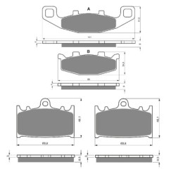 3 Kit plaquettes frein Kawasaki Ninja ZX-6 600  Av G, Av D et Ar 013-032X2 -  - Raven 104-043