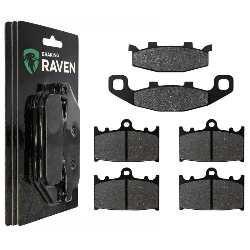 3 Kit plaquettes frein Kawasaki ZZR 500  Av G, Av D et Ar 013-032X2 -  - Raven 104-043