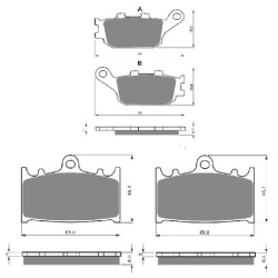 3 Kit plaquettes frein Suzuki GSX 1250 FA Bandit  Av G, Av D et Ar 021-032X2 - EBC FA174 et FA158 - Raven 104-045