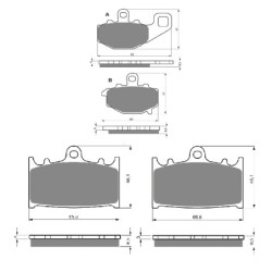2 Kit plaquettes frein Kawasaki ZZR 600  Av G, Av D et Ar 093-032X2 -  - Raven 104-047