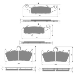 2 Kit plaquettes frein Kawasaki Vulcan 1600 Mean Streak  Av G, Av D et Ar 124-039X2 -  - Raven 104-052