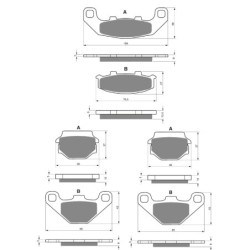 2 Kit plaquettes frein Kawasaki GPZ 500S Serie E  Av G, Av D et Ar 005-044X2 -  - Raven 104-053