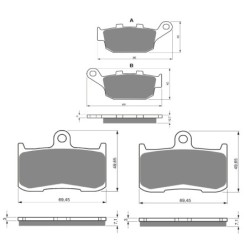 2 Kit plaquettes frein Kawasaki Z900  Av G, Av D et Ar 020-207X2 -  - Raven 104-063