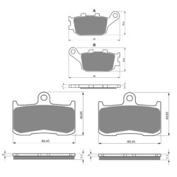 3 Kit plaquettes frein Suzuki GSX-8S  Av G, Av D et Ar 021-207X2 - EBC FA174 et FA347 - Raven 104-064
