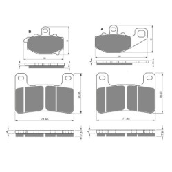 2 Kit plaquettes frein Kawasaki Ninja 1000SX  Av G, Av D et Ar 093-213X2 -  - Raven 104-067