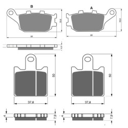 3 Kit plaquettes frein Kawasaki Z750R  Av G, Av D et Ar 021-249X2 - EBC FA174 et FA417/4HH - Raven 104-071