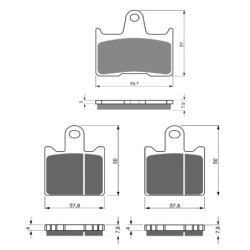 3 Kit plaquettes frein Kawasaki GTR 1400  Av G, Av D et Ar 148-249X2 - EBC FA254 et FA417/4HH - Raven 104-073
