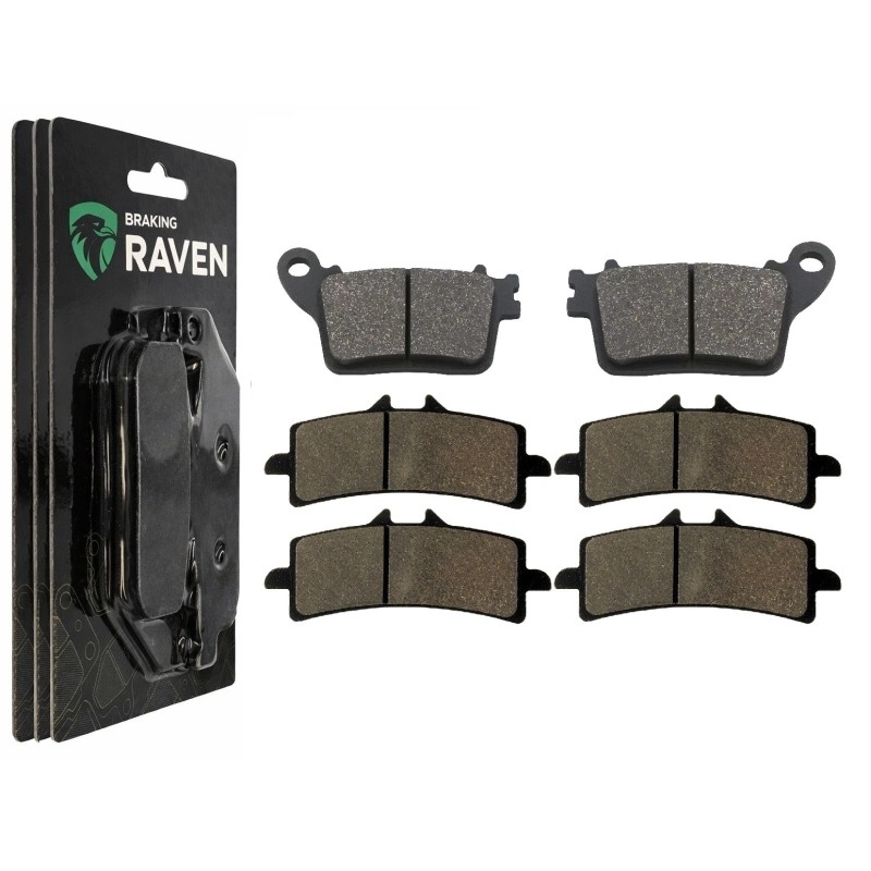 3 Kit plaquettes frein Kawasaki Ninja ZX-10RR 1000  Av G, Av D et Ar 242-258X2 - EBC FA436 et FA447HH - Raven 104-076