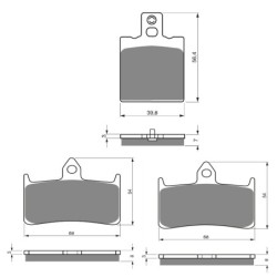 2 Kit plaquettes frein Ducati Monster 600  Av G, Av D et Ar 038-069X2 -  - Raven 104-088