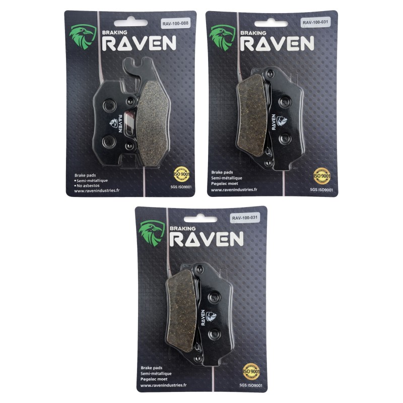 2 Kit plaquettes frein Triumph Bonneville 1200  Av G, Av D et Ar 088-031X2 -  - Raven 104-104