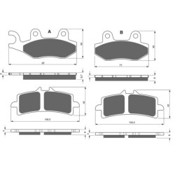 2 Kit plaquettes frein Triumph Thruxton 1200 R TFC Av G, Av D et Ar 247-258X2 -  - Raven 104-107