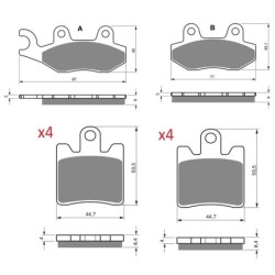 3 Kit plaquettes frein Triumph Trophy 1215  Av G, Av D et Ar 334-326X2 -  - Raven 104-111