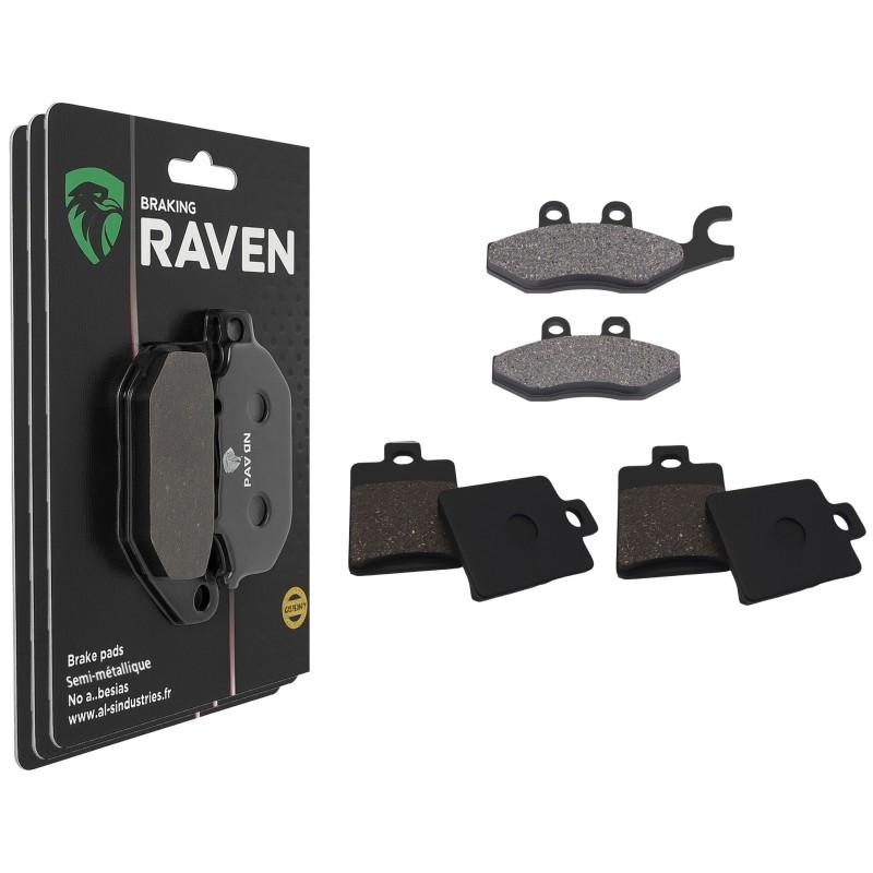 3 Kit plaquettes frein Piaggio MP3 300  Av G, Av D et Ar Nc -  - Raven 104-115